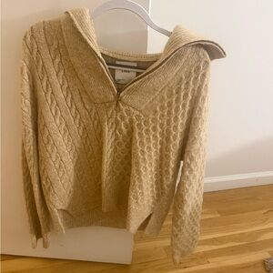 Abercrombie & Fitch Beige Cable Knit Turtleneck Sweater